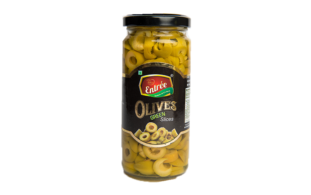 Vishaal Entree Olives Green Slices    Glass Jar  250 grams